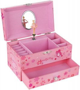 SONGMICS Ballerina Music Jewelry Box Storage Case