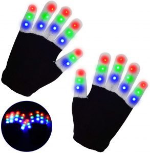 LSXD Flashing LED Finger Light Gloves with 3 Colors 6 Modes- LED Warm Gloves Colorful Glow Gloves - Light Up Toys for Kids Boys Girls