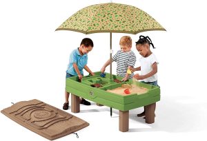 Step2 Naturally Playful Sand & Water Activity Center | Kids Sand & Water Table with Umbrella
